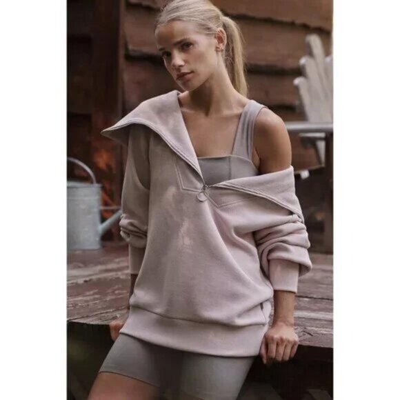 VARLEY Vine Ottoman Half Zip Pullover in Beige Size Small - Picture 11 of 13